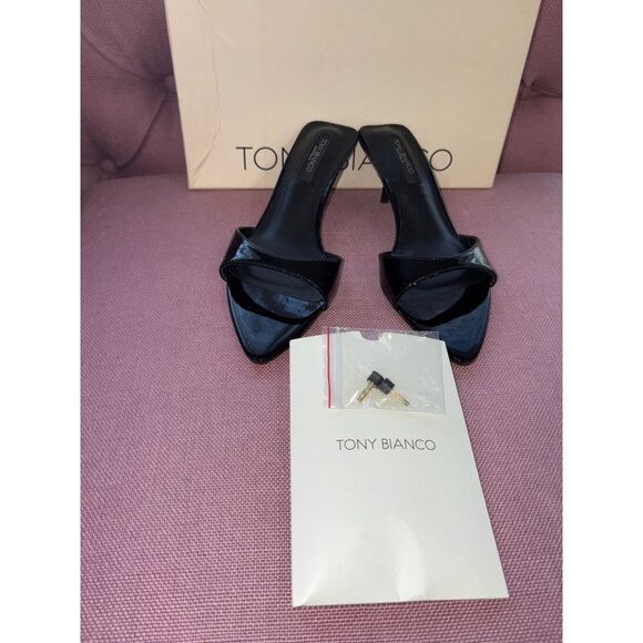 Tony Bianco Fiesta Low Heels in Black Patent 6 New with box Womens Sandals - Picture 6 of 15